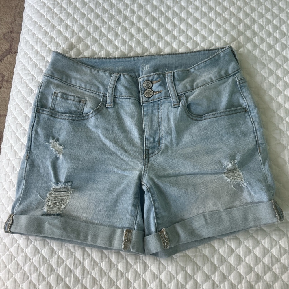 “so” cuffed midi denim short